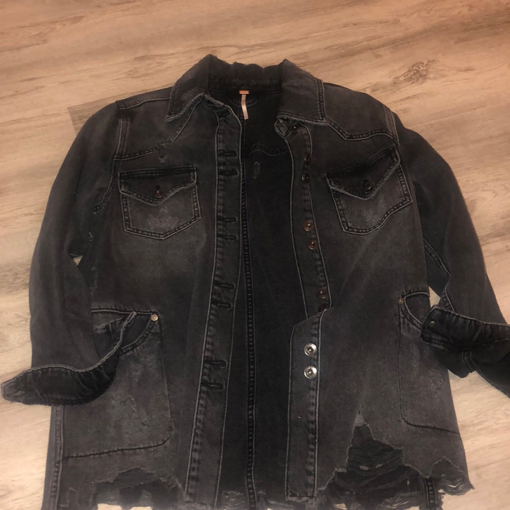 Free people moonchild distressed shirt jacket